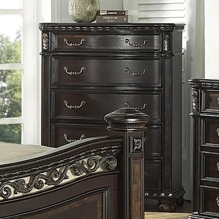 Traditional Lift Top Chest with Gold Tipped Accents